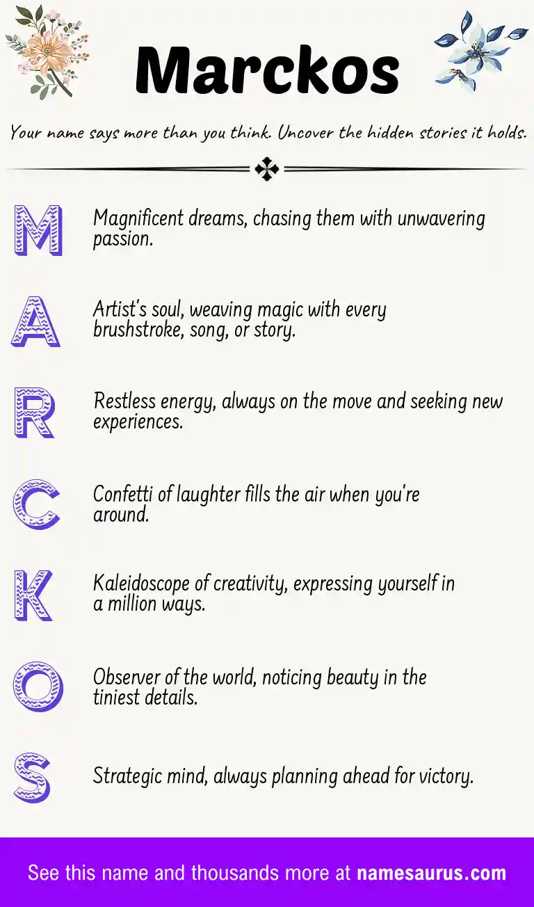 Acrostic poem about Marckos.