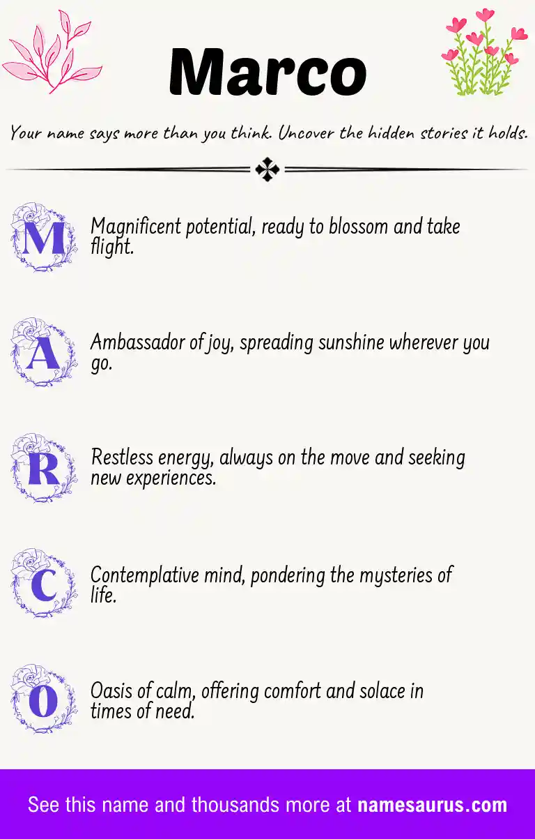 Acrostic poem about Marco.