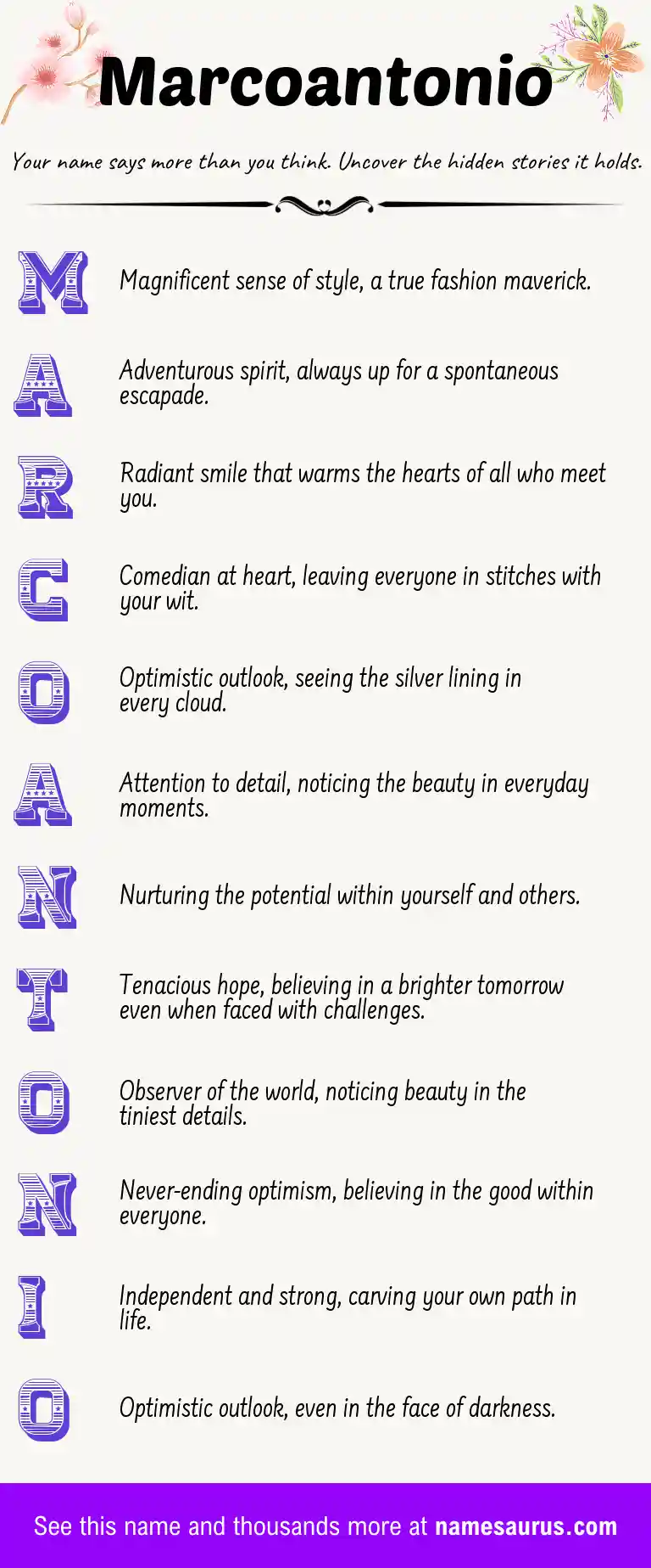 Acrostic poem about Marcoantonio.