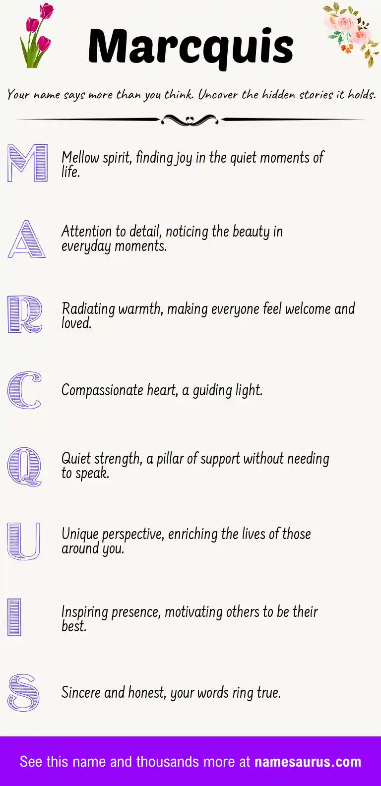 Acrostic poem about Marcquis.
