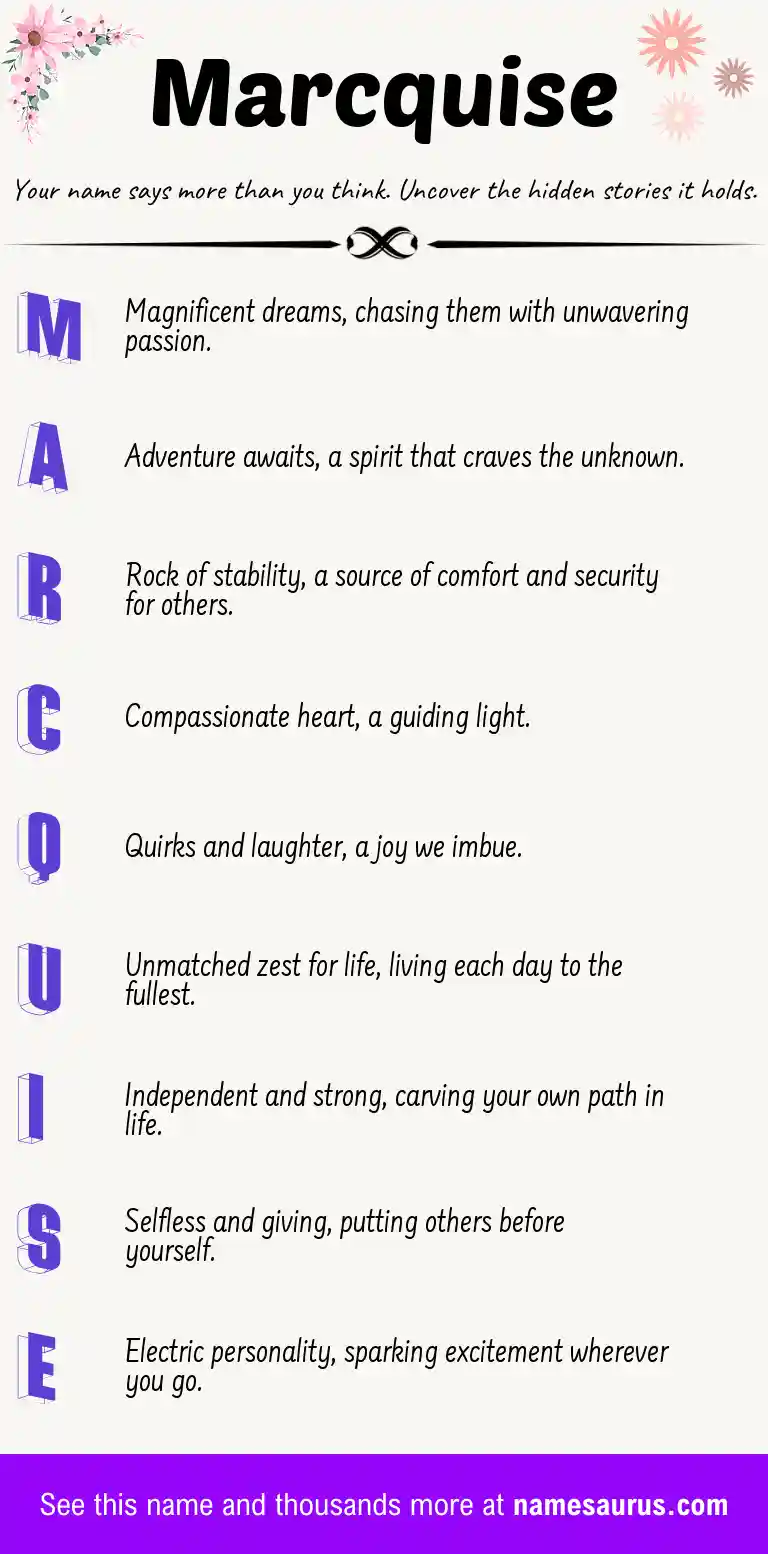 Acrostic poem about Marcquise.