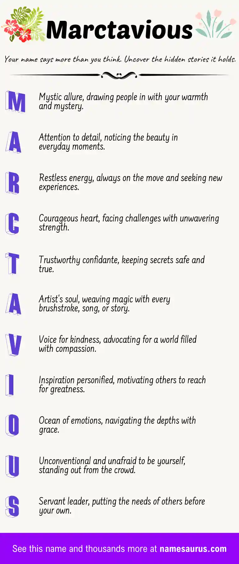 Acrostic poem about Marctavious.