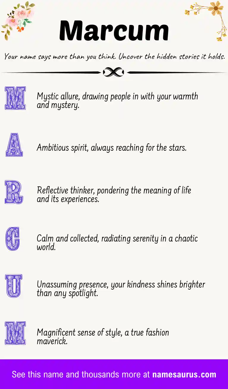Acrostic poem about Marcum.