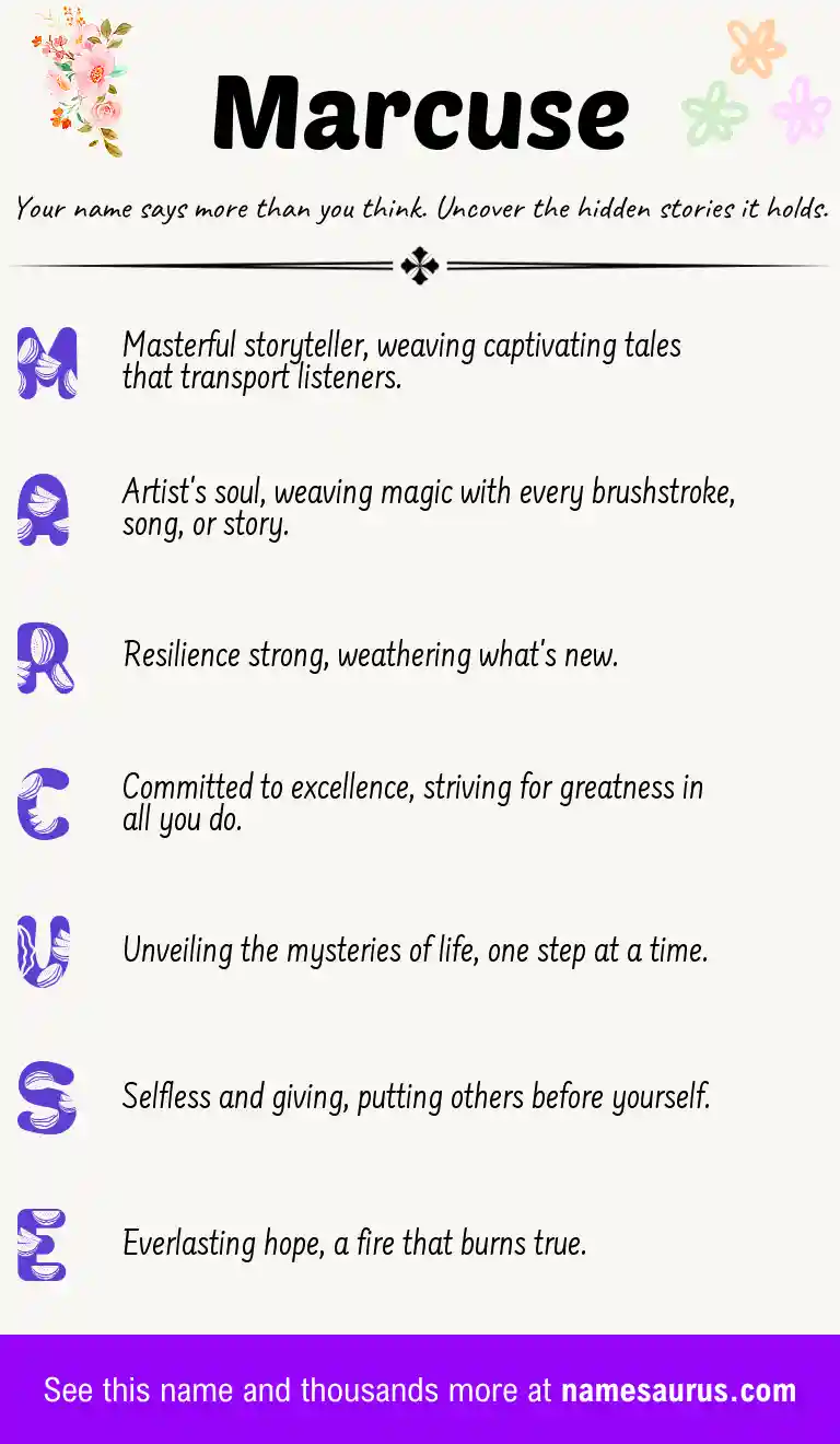 Acrostic poem about Marcuse.
