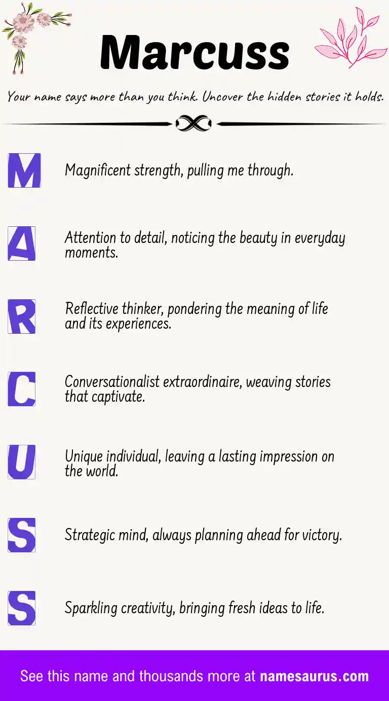 Acrostic poem about Marcuss.
