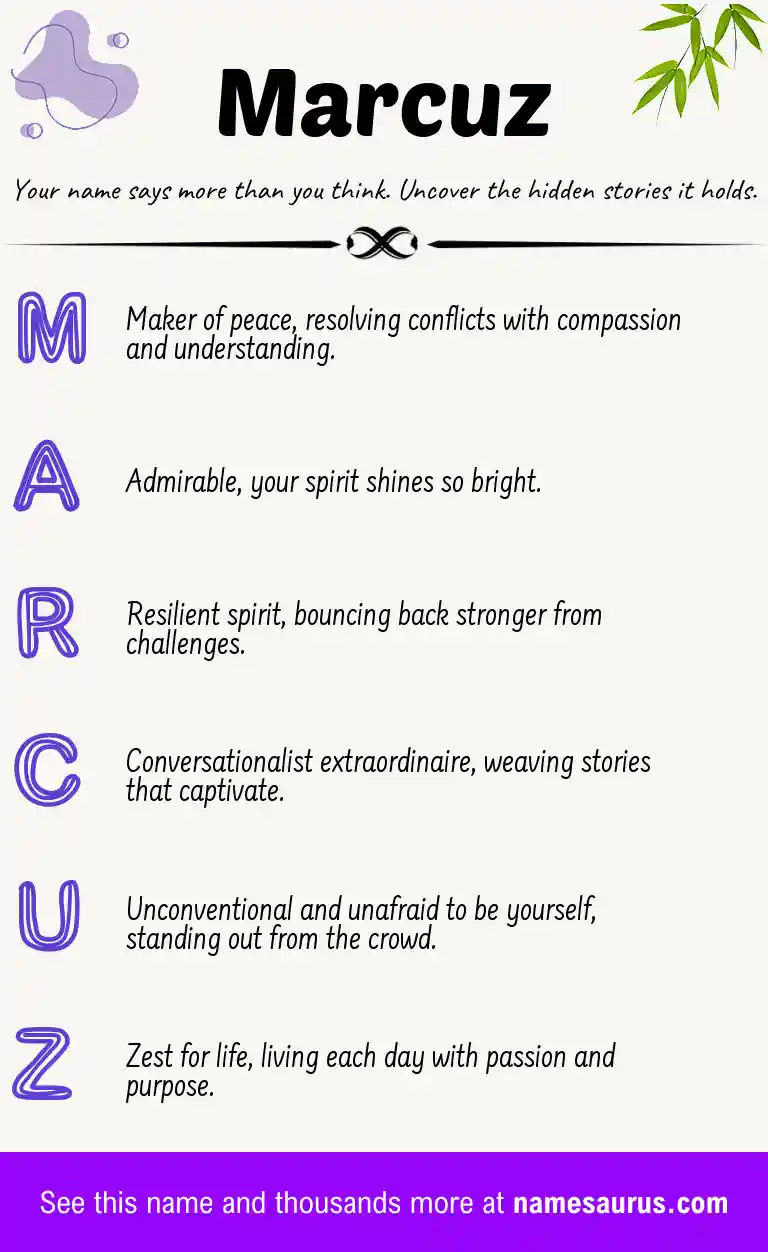 Acrostic poem about Marcuz.