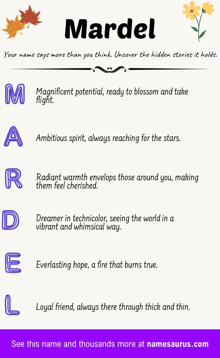 Acrostic poem about Mardel.