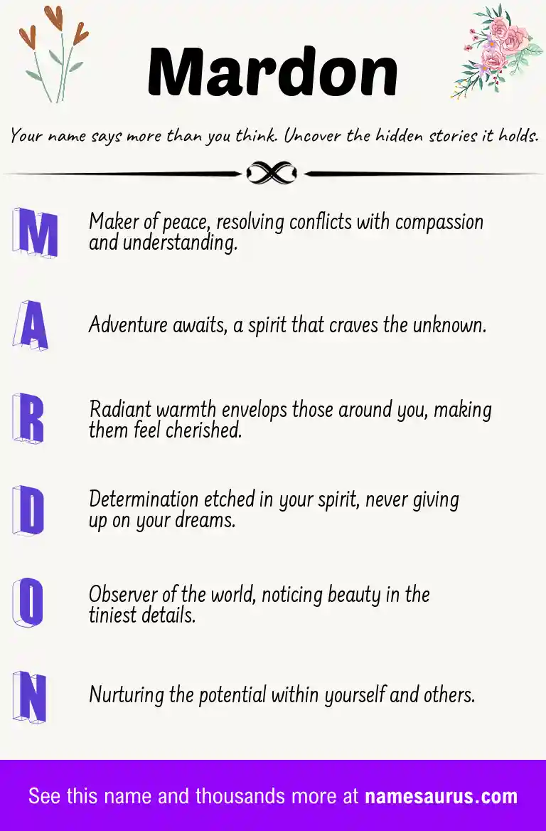 Acrostic poem about Mardon.