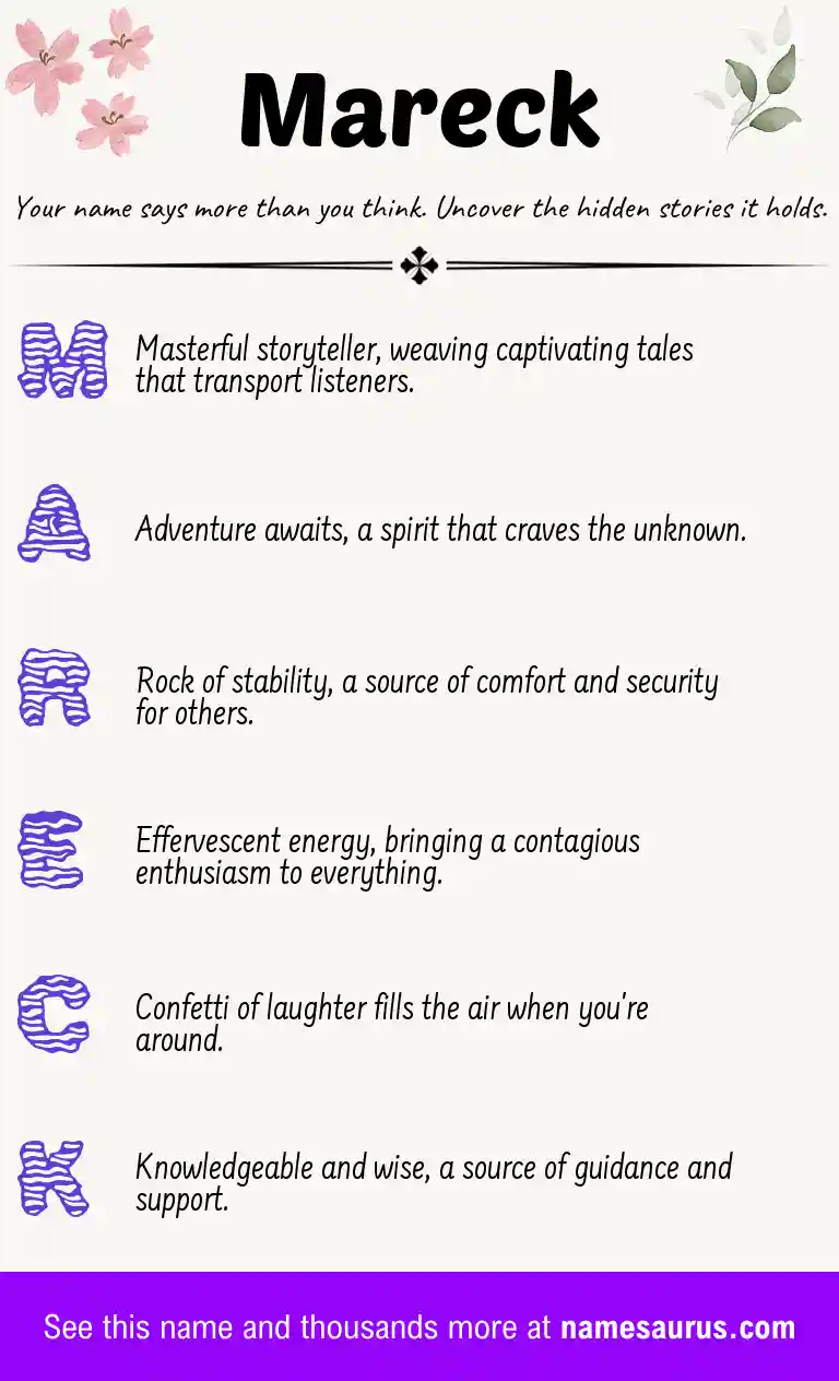 Acrostic poem about Mareck.