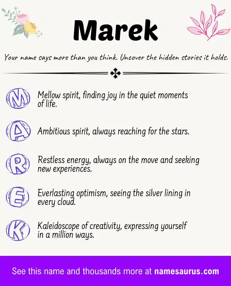 Acrostic poem about Marek.