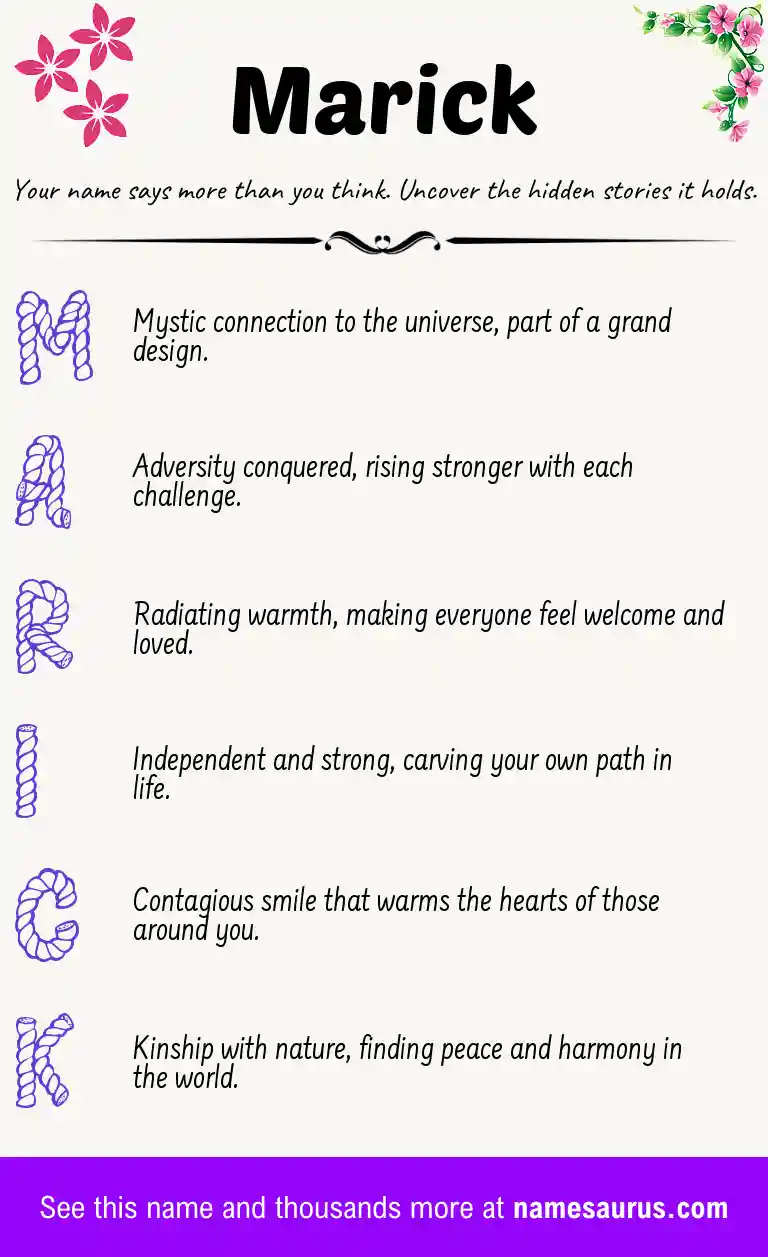 Acrostic poem about Marick.