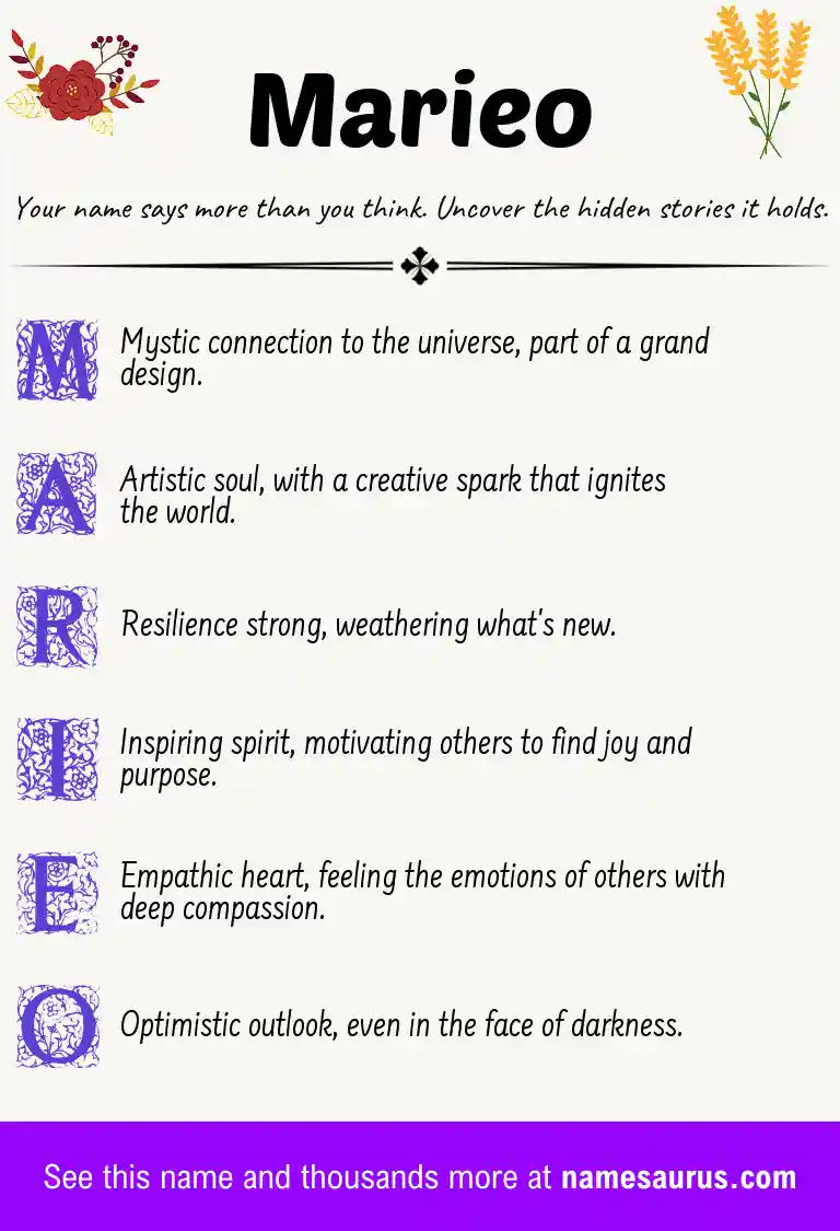 Acrostic poem about Marieo.