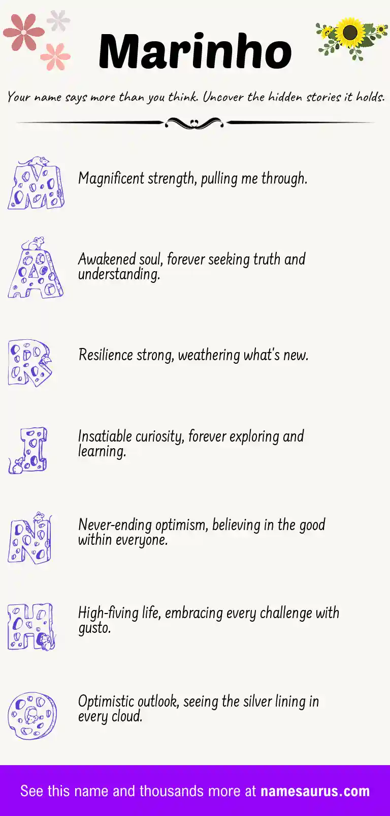 Acrostic poem about Marinho.