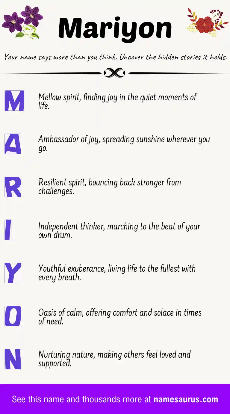 Acrostic poem about Mariyon.
