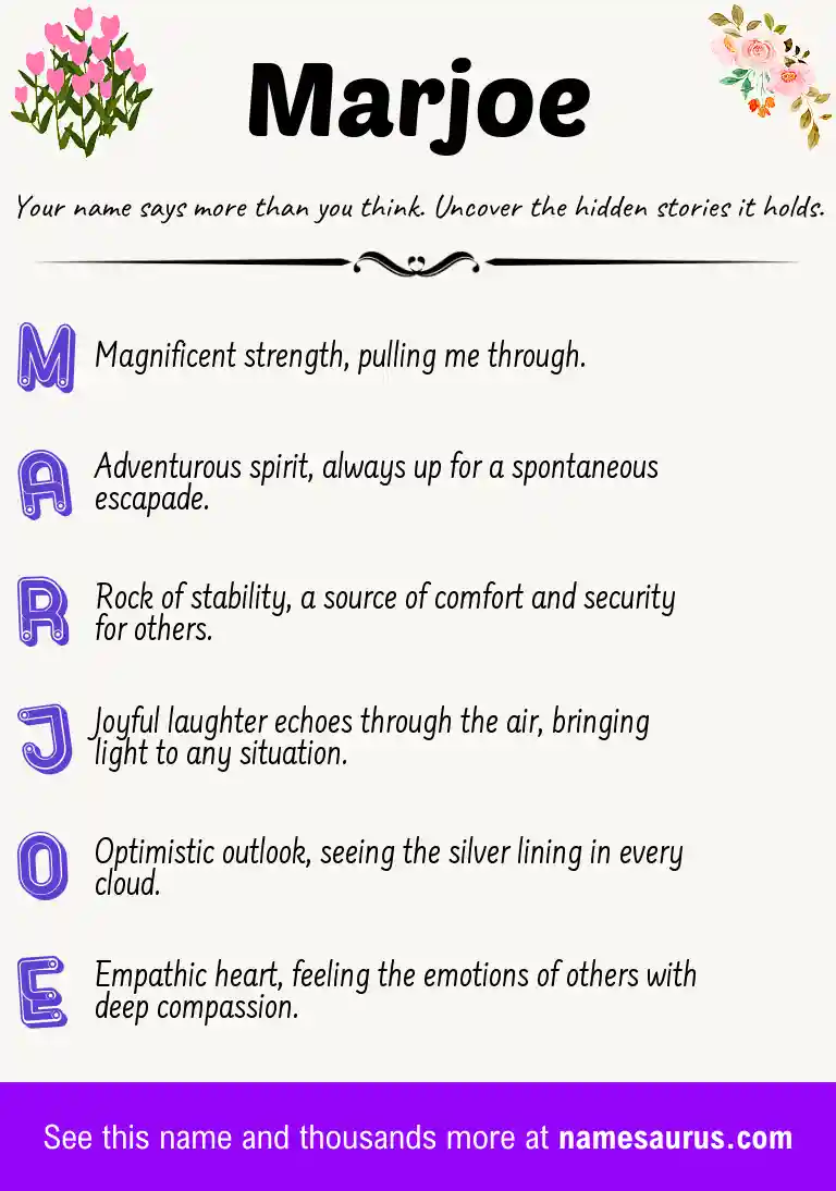 Acrostic poem about Marjoe.