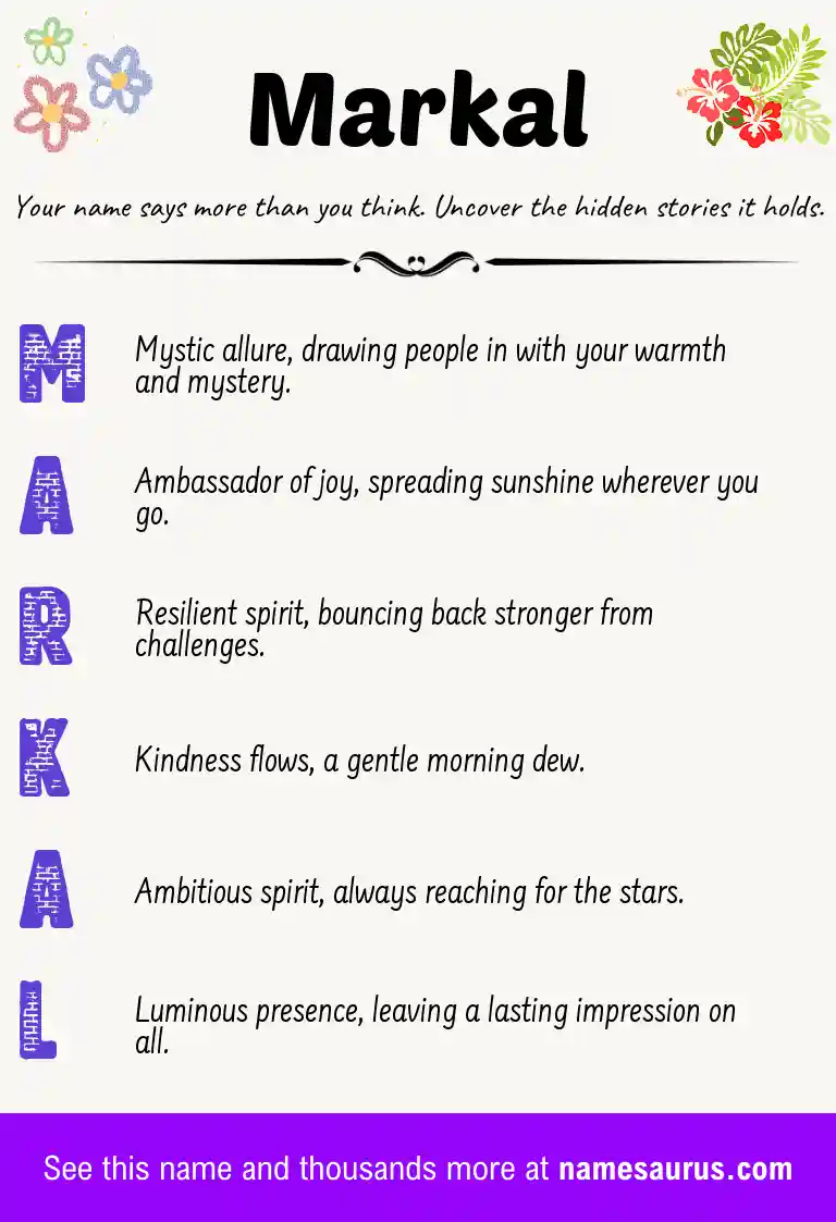 Acrostic poem about Markal.