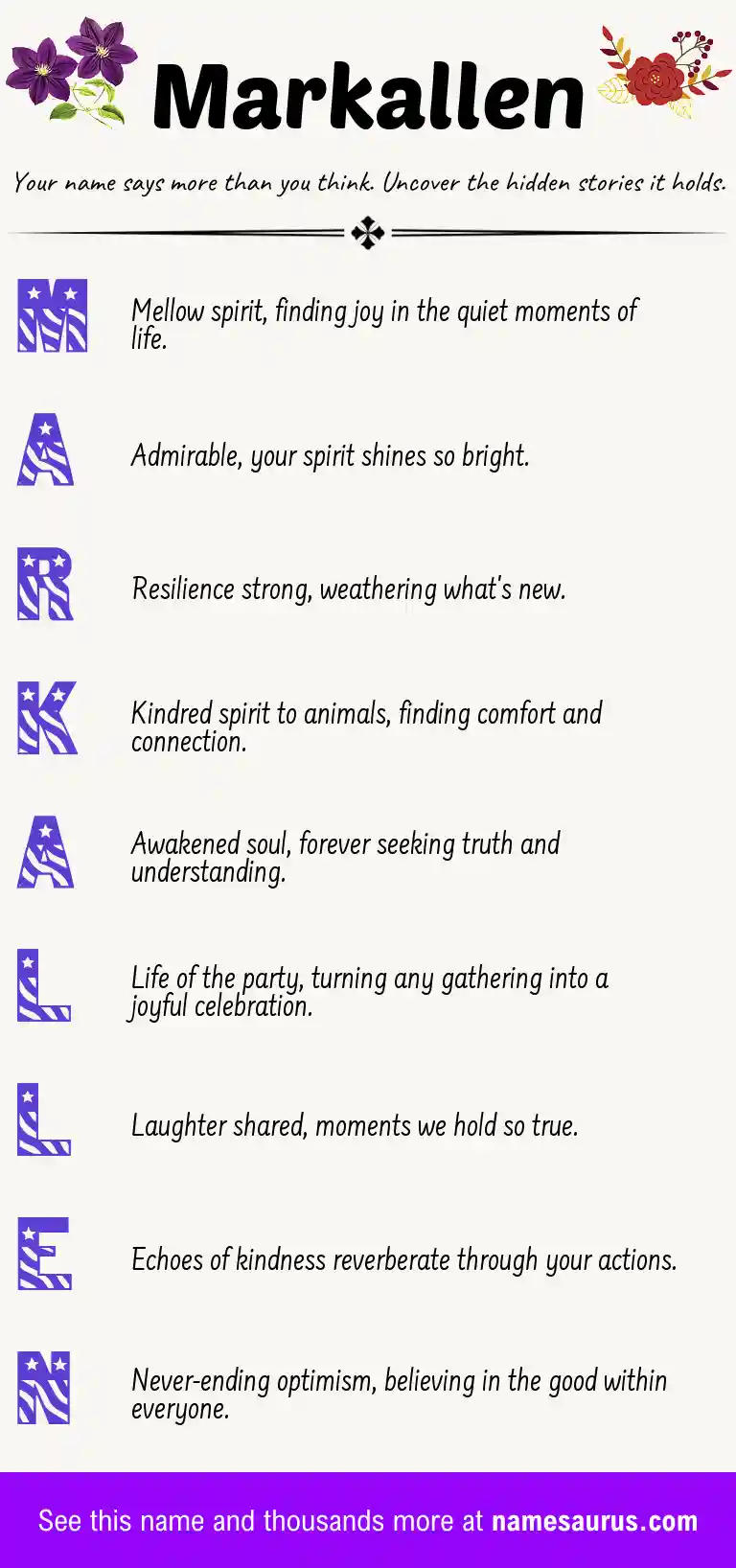 Acrostic poem about Markallen.