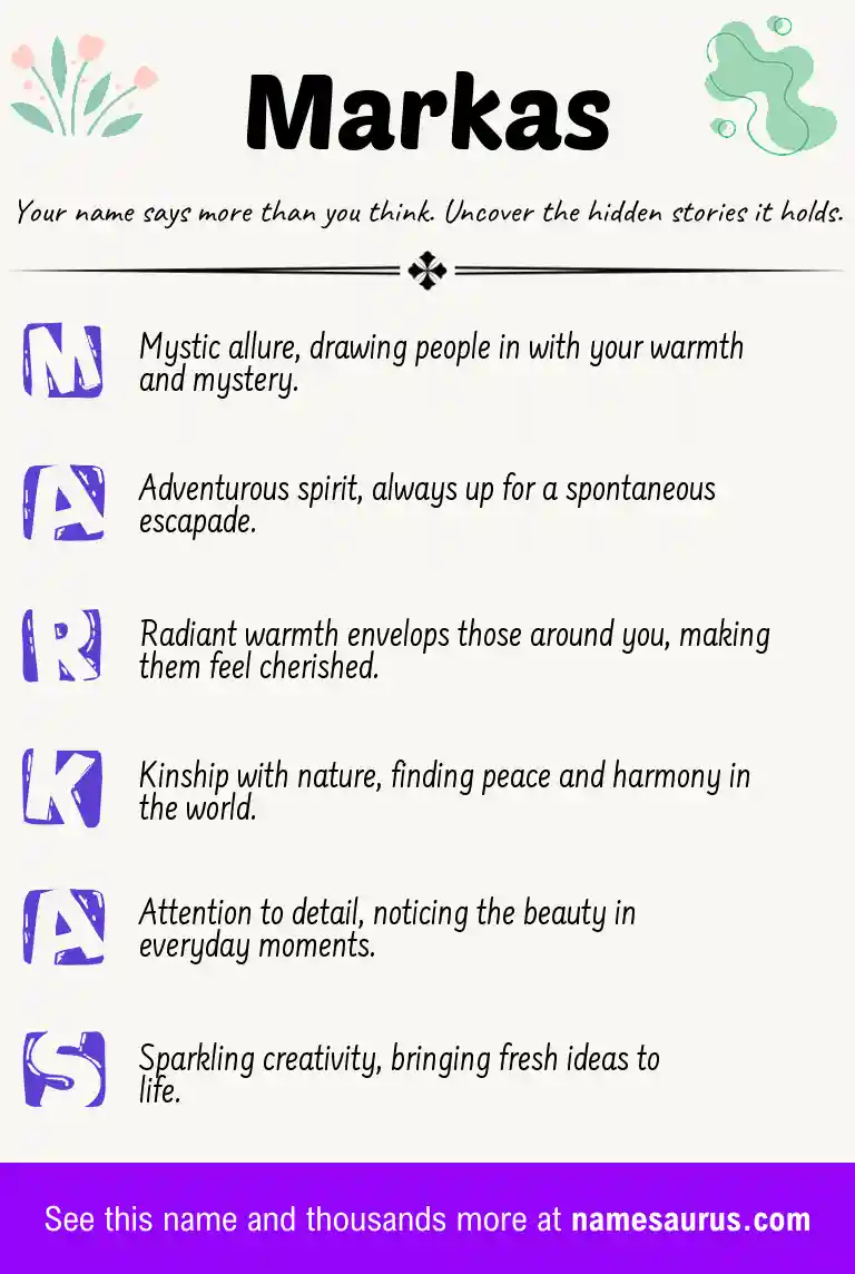 Acrostic poem about Markas.