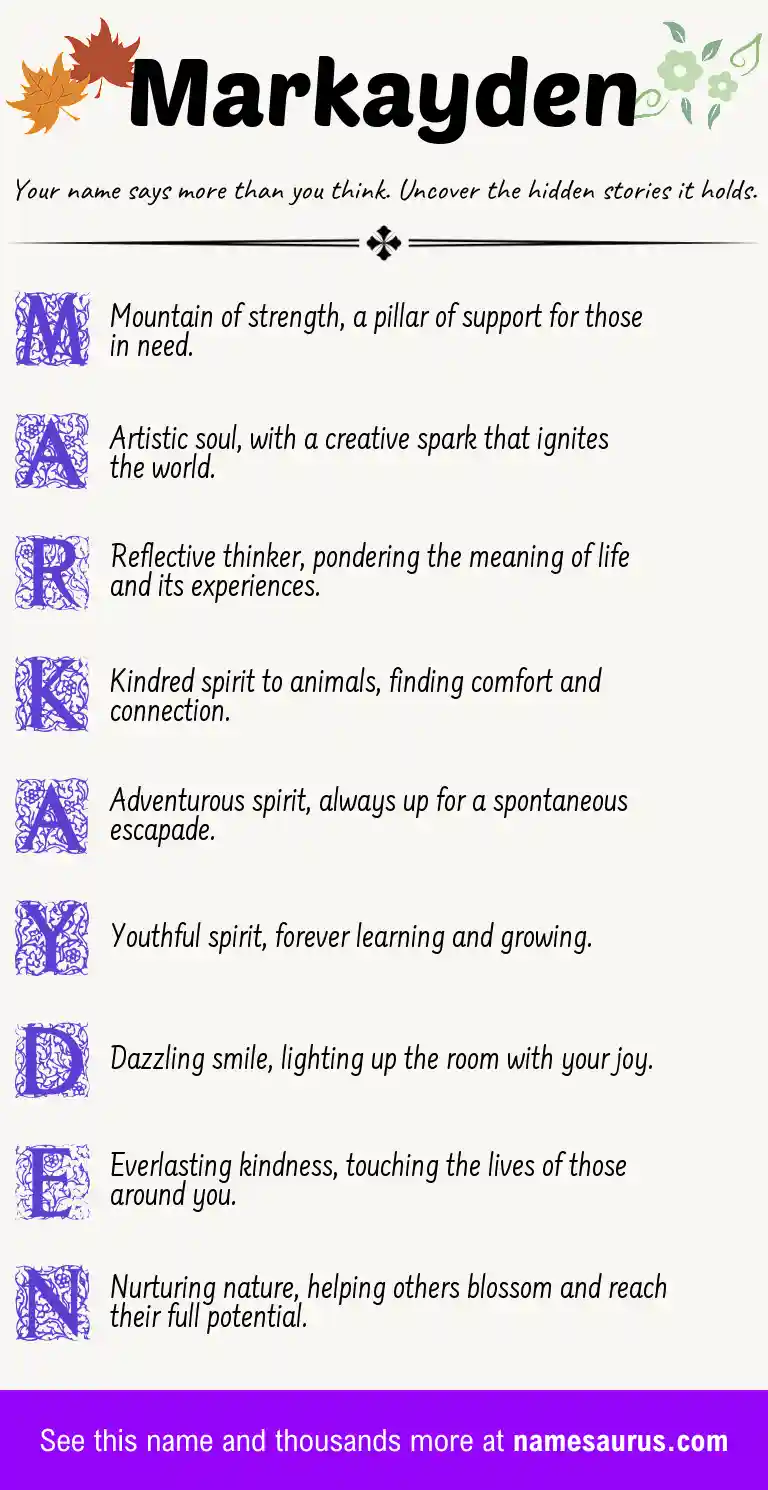 Acrostic poem about Markayden.