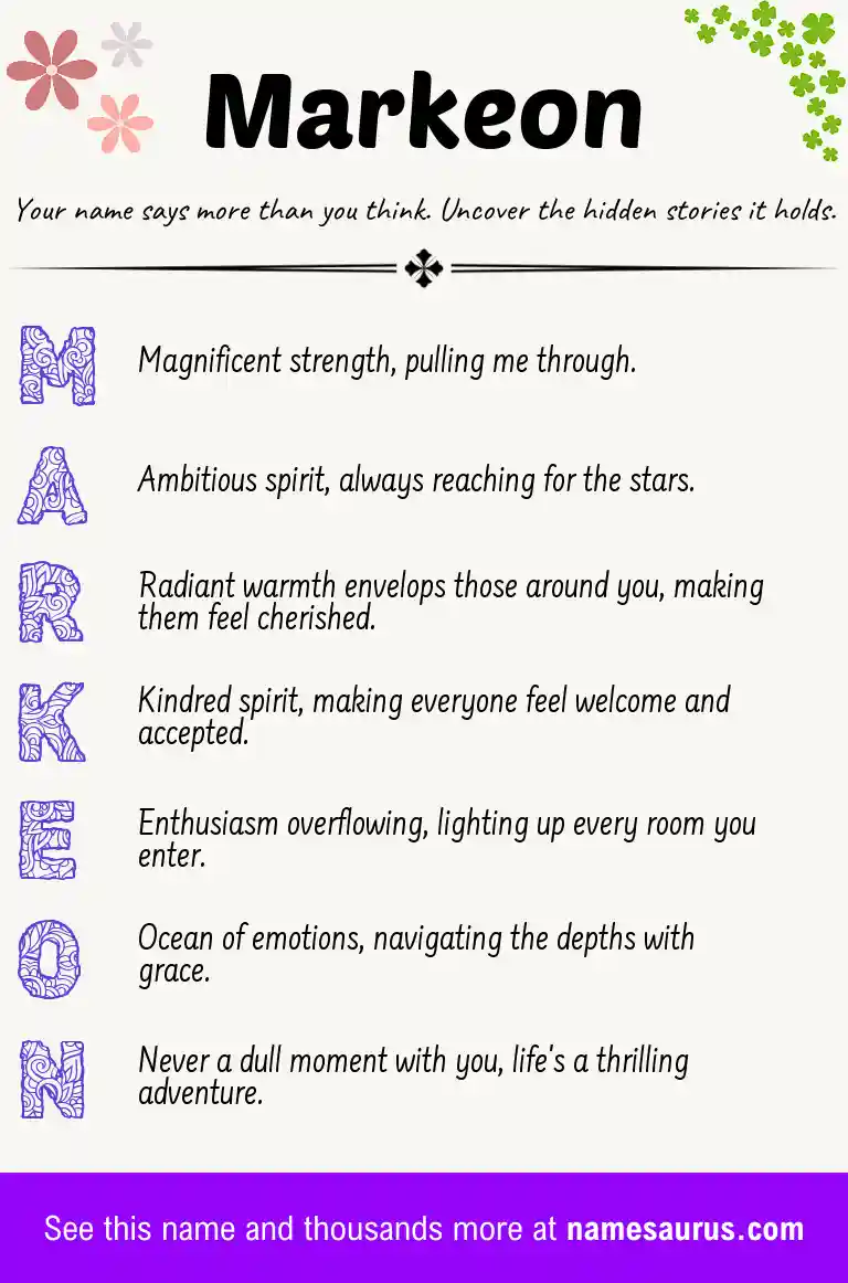 Acrostic poem about Markeon.
