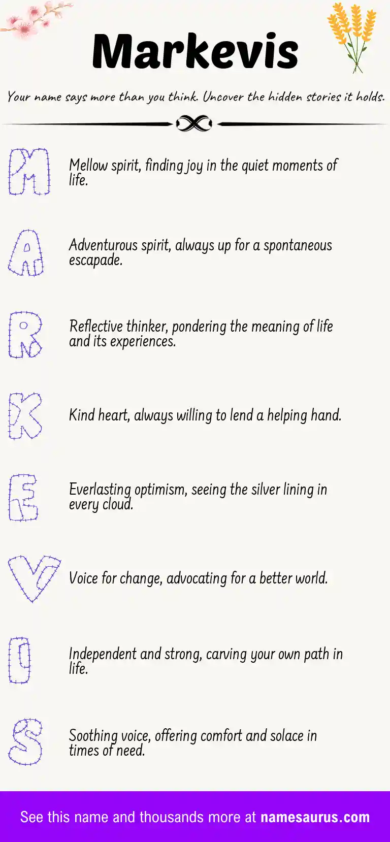 Acrostic poem about Markevis.