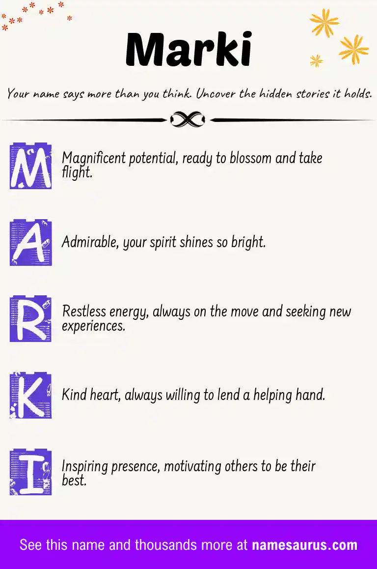Acrostic poem about Marki.