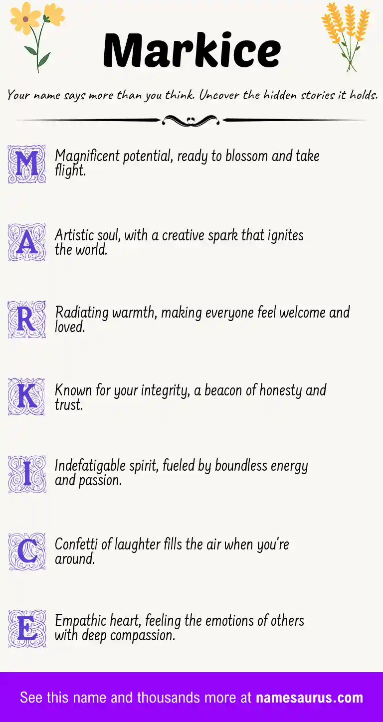 Acrostic poem about Markice.