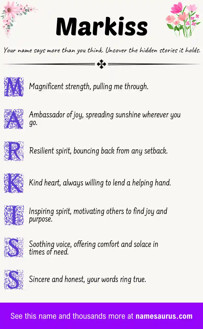 Acrostic poem about Markiss.