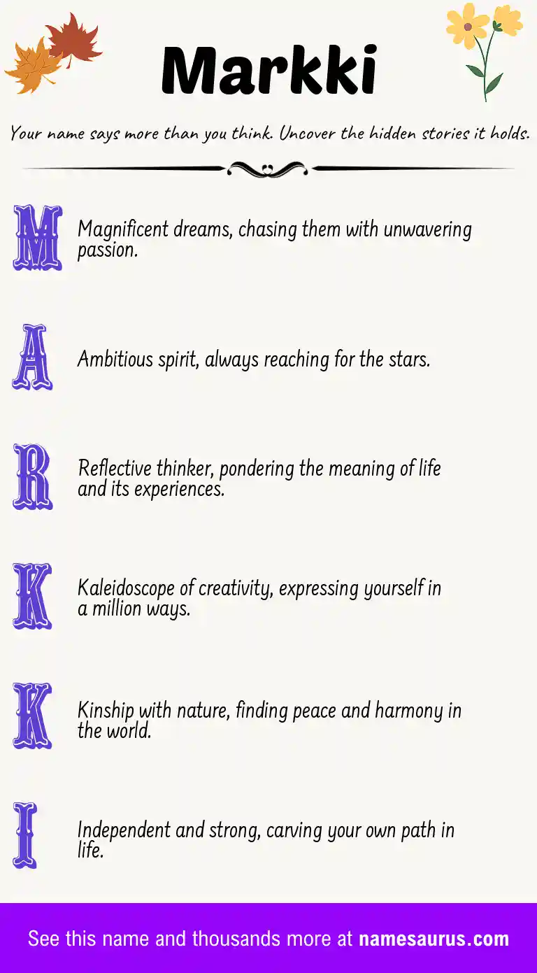 Acrostic poem about Markki.