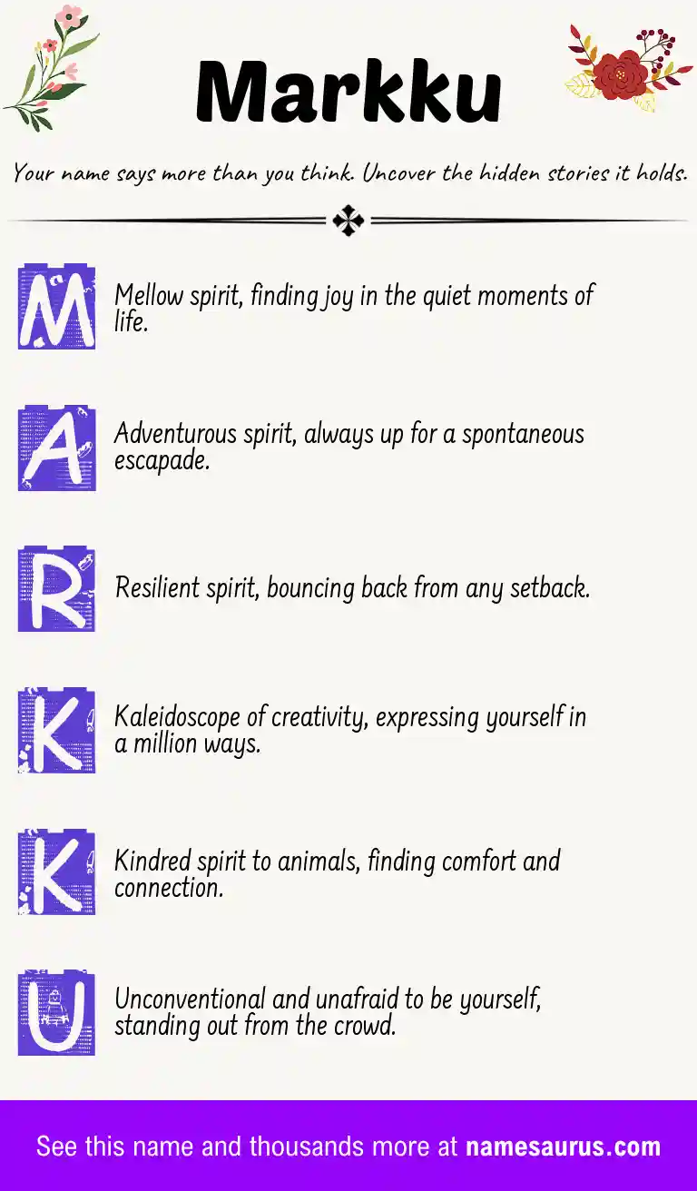 Acrostic poem about Markku.