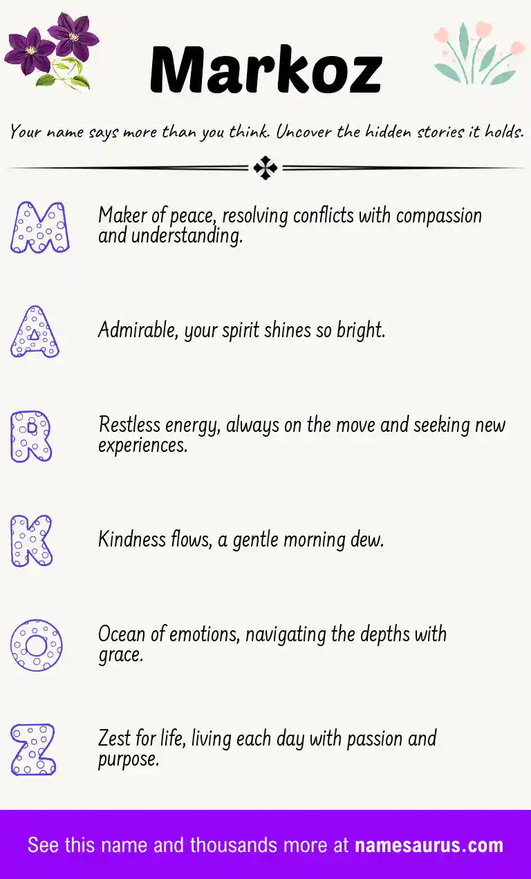 Acrostic poem about Markoz.