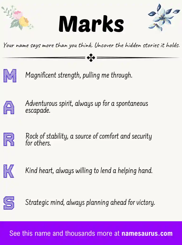 Acrostic poem about Marks.