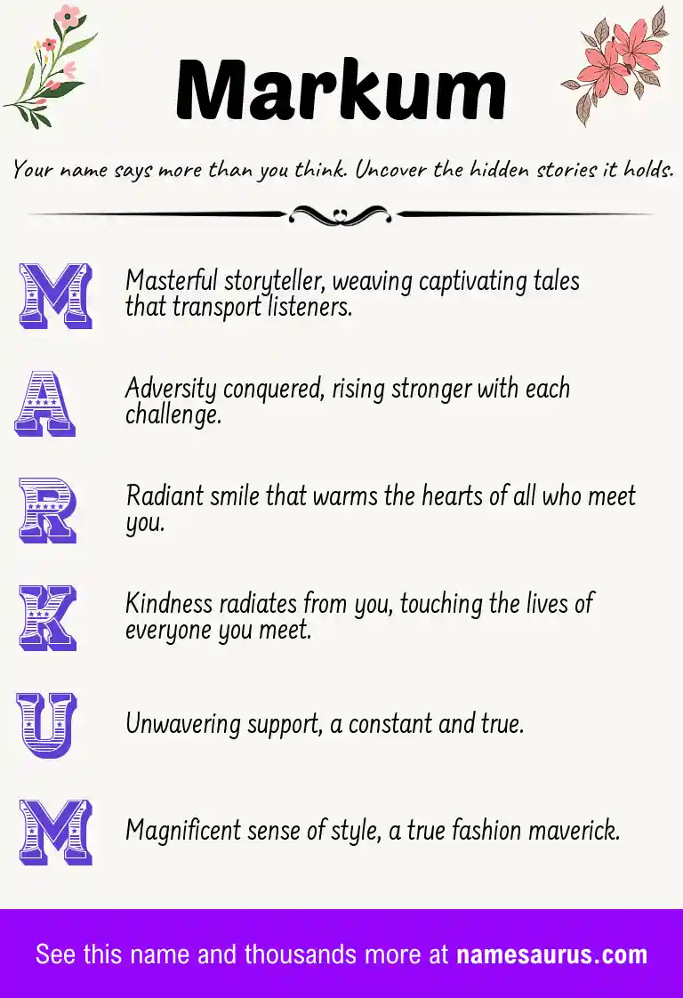 Acrostic poem about Markum.