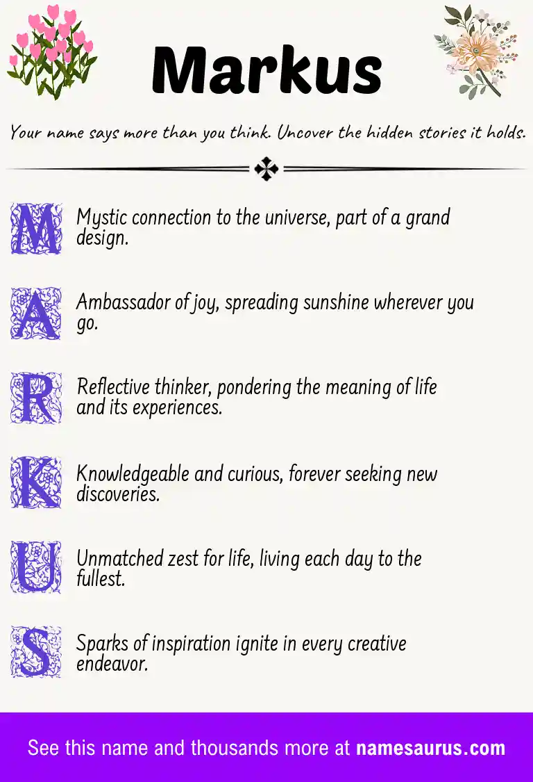 Acrostic poem about Markus.