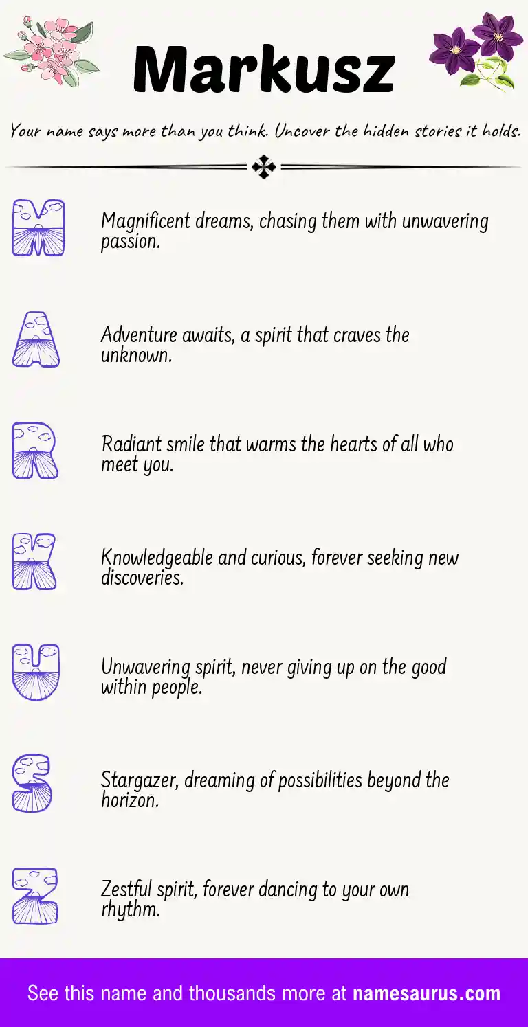 Acrostic poem about Markusz.