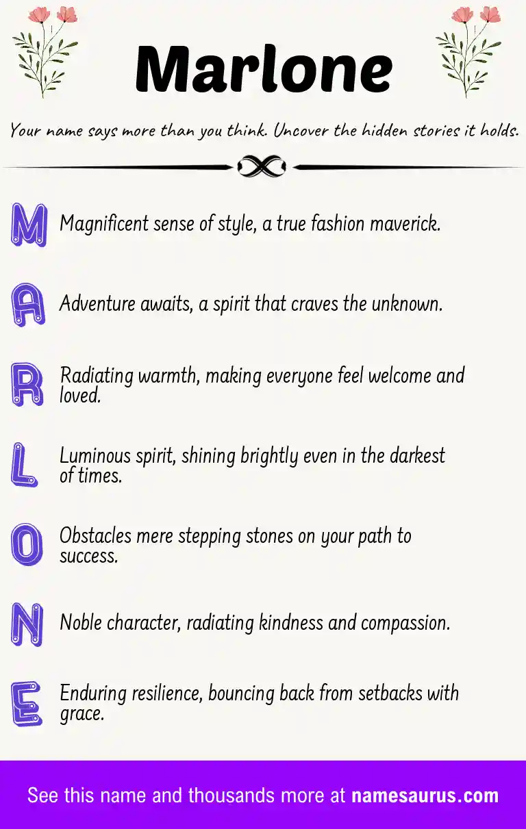 Acrostic poem about Marlone.