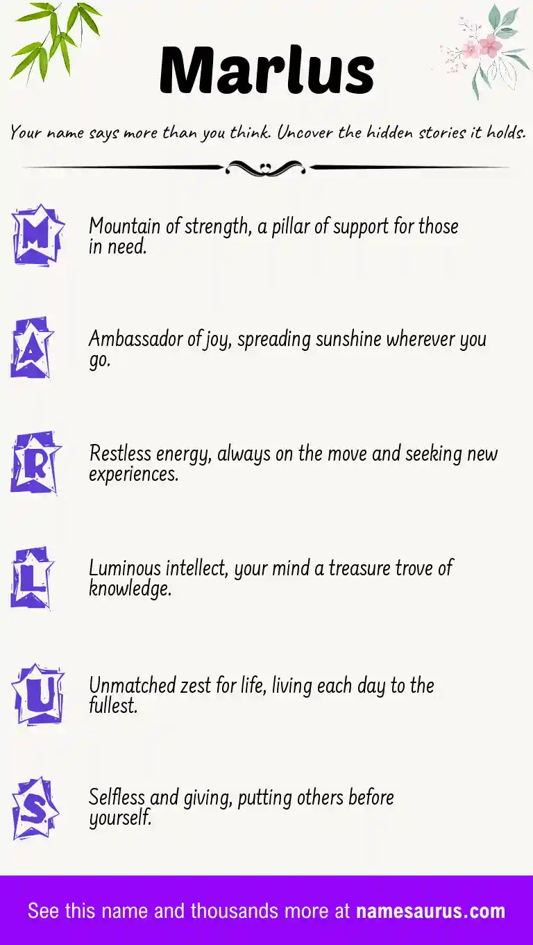 Acrostic poem about Marlus.