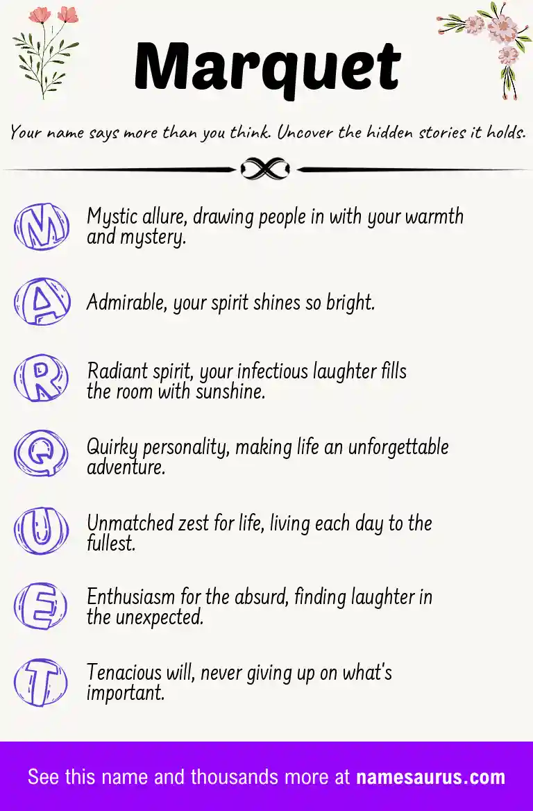 Acrostic poem about Marquet.