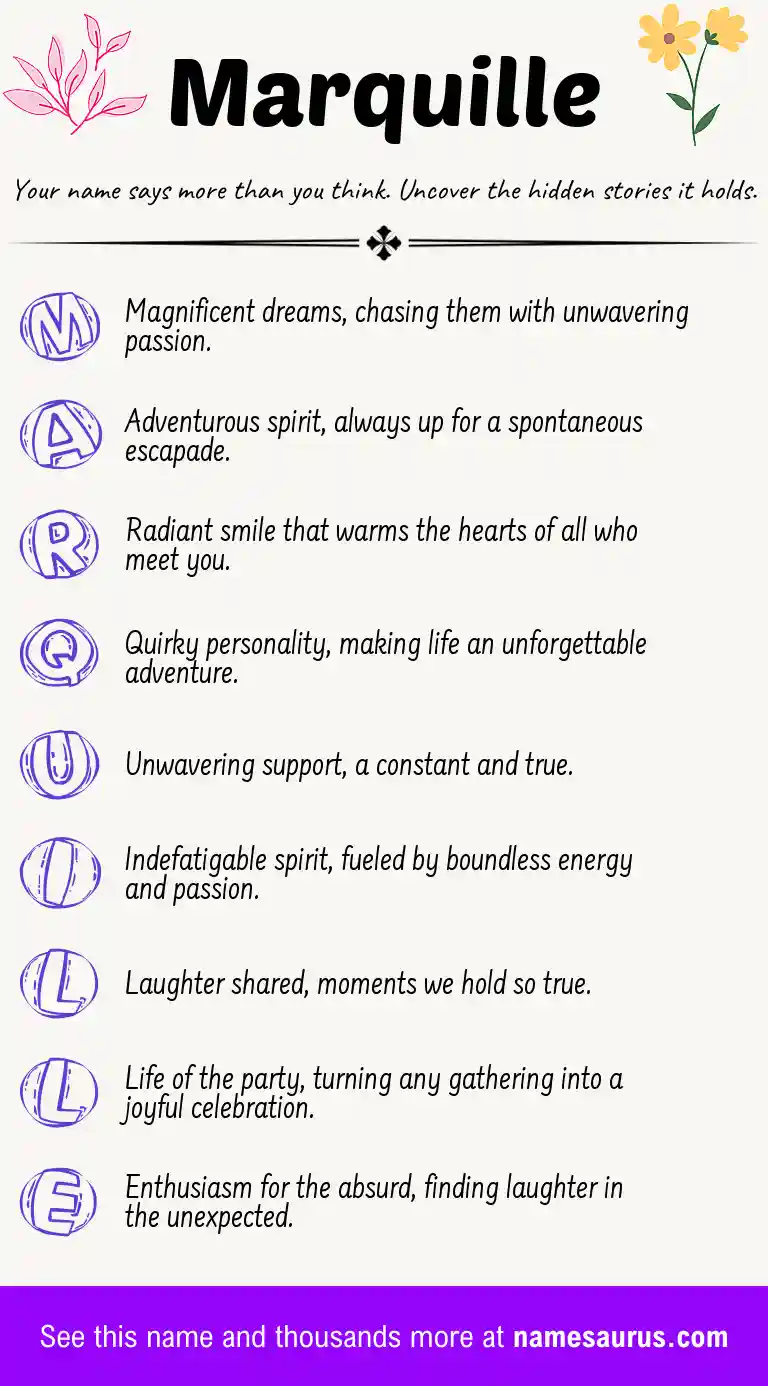 Acrostic poem about Marquille.