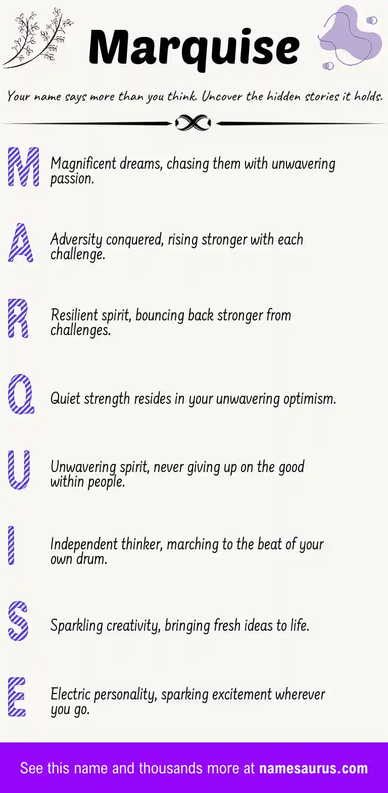 Acrostic poem about Marquise.