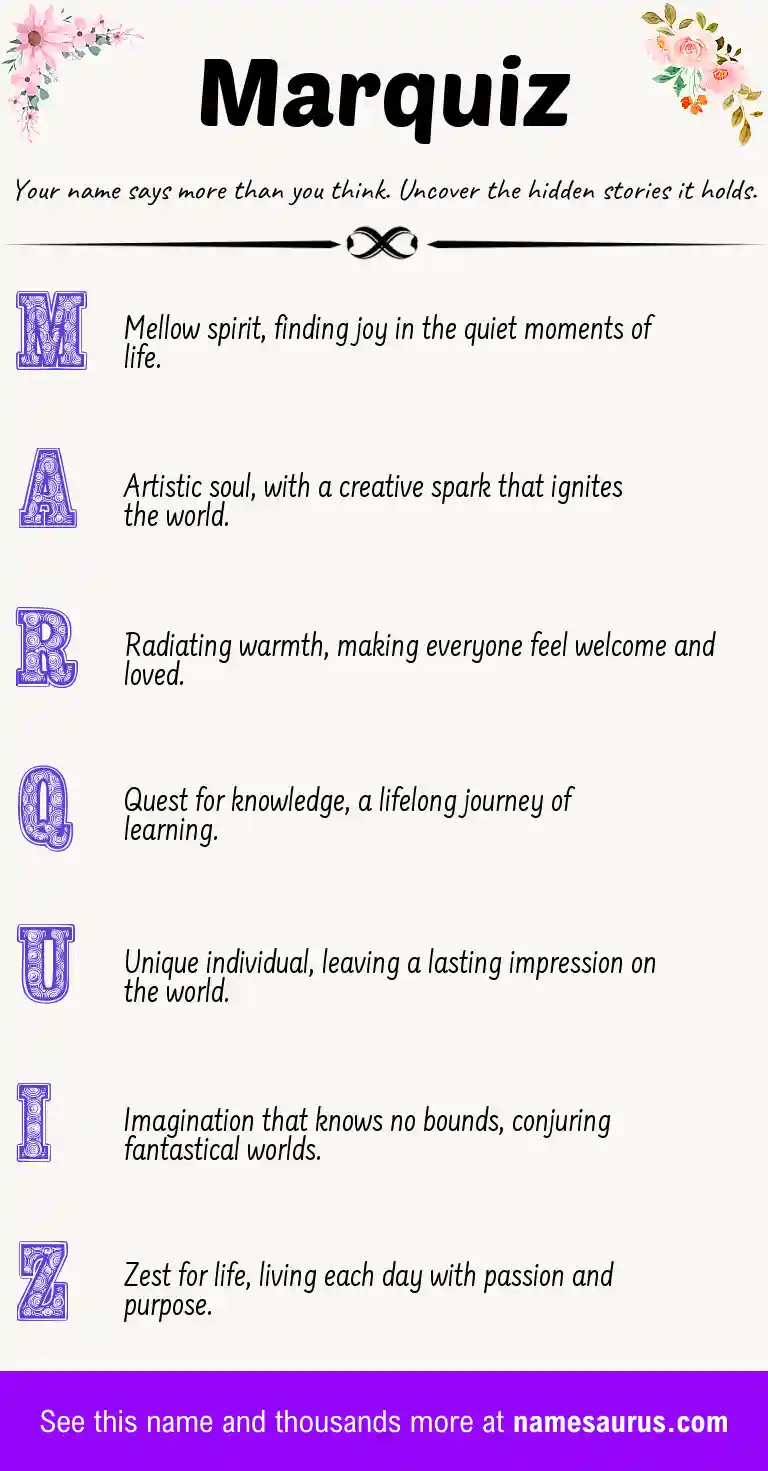 Acrostic poem about Marquiz.