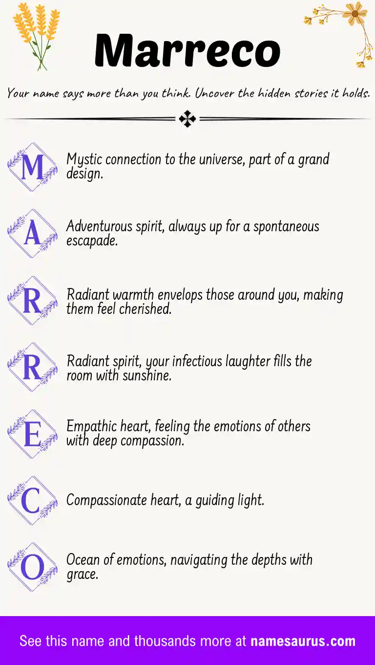 Acrostic poem about Marreco.