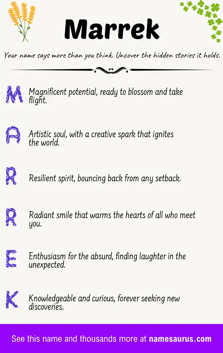 Acrostic poem about Marrek.