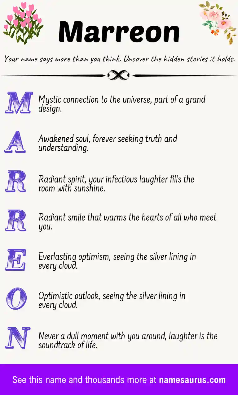Acrostic poem about Marreon.