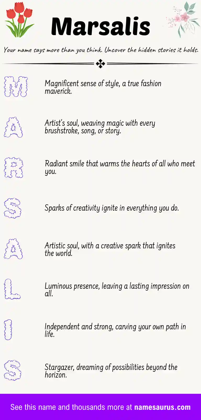 Acrostic poem about Marsalis.