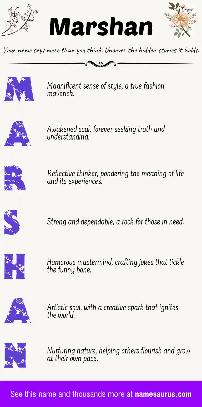 Acrostic poem about Marshan.