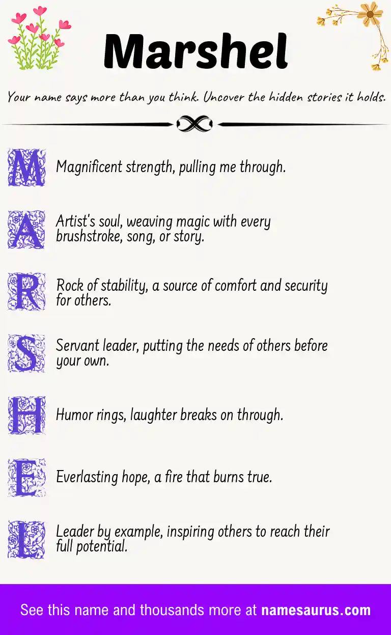 Acrostic poem about Marshel.
