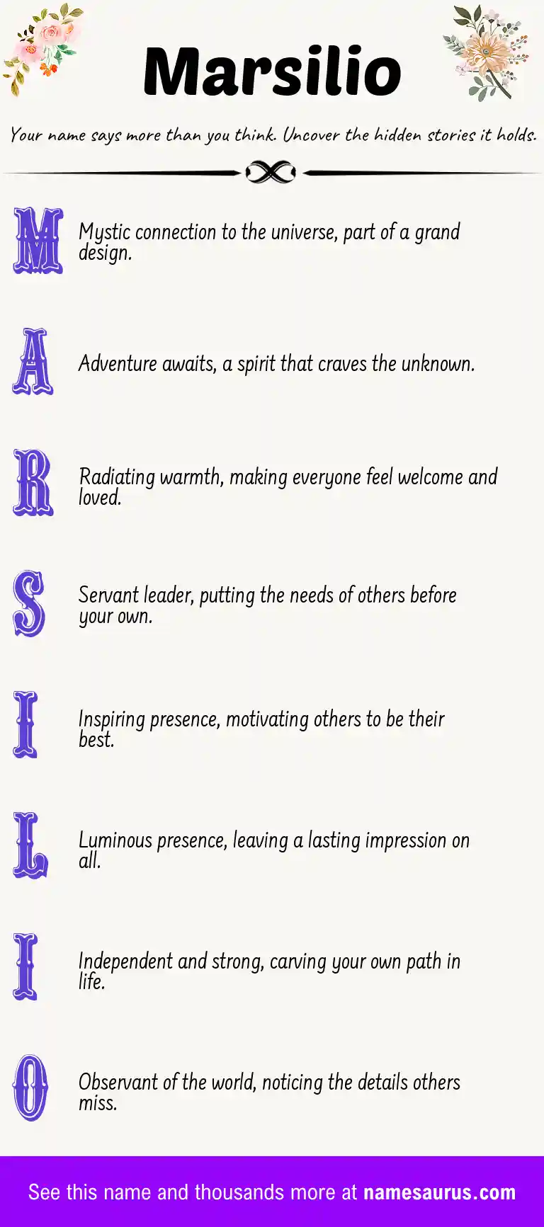 Acrostic poem about Marsilio.