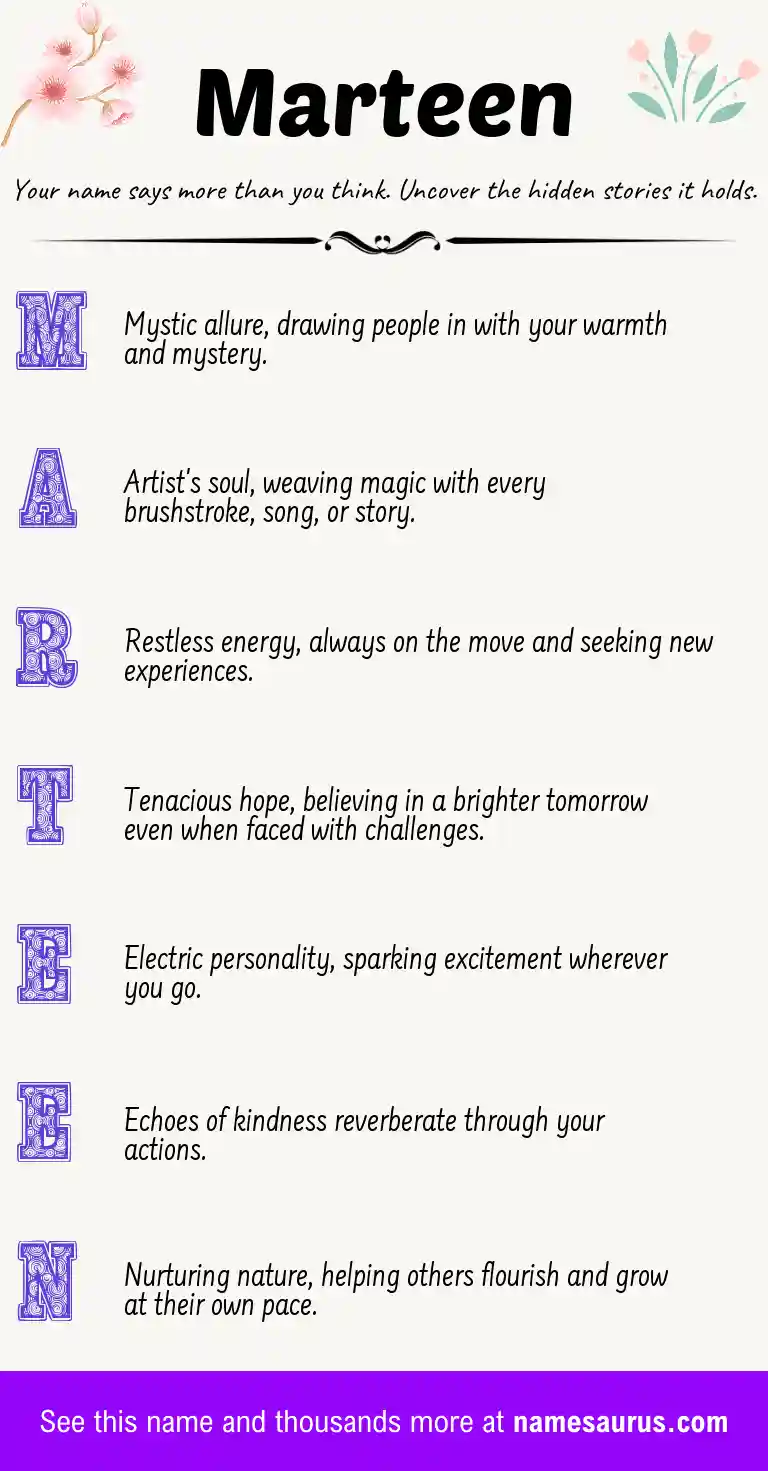 Acrostic poem about Marteen.