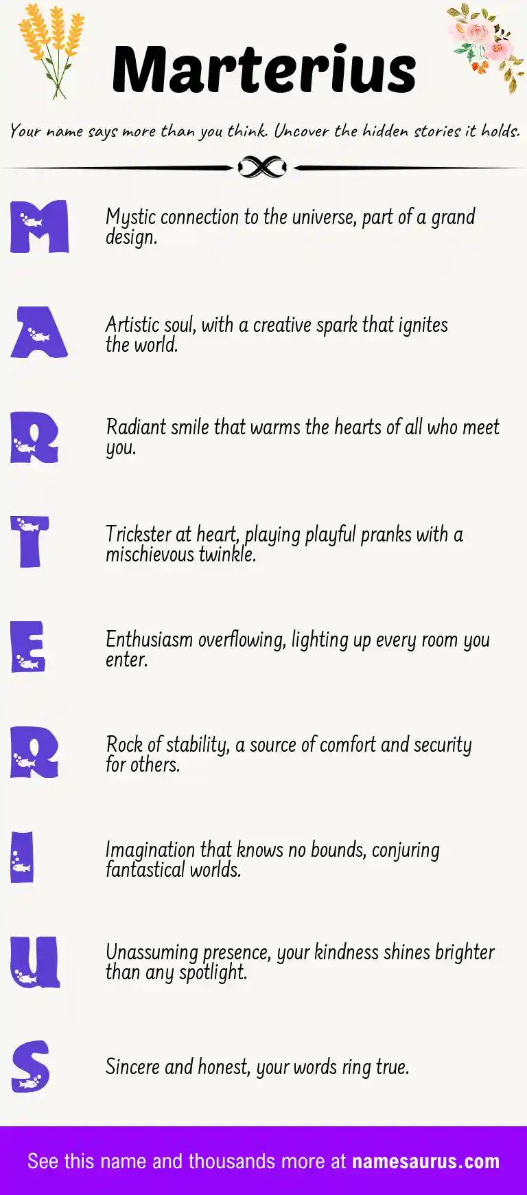 Acrostic poem about Marterius.